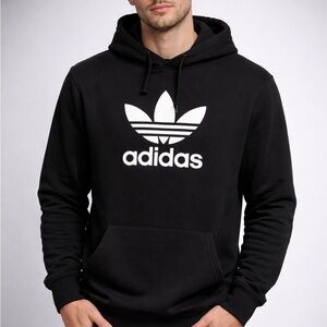 Adidas Originals Men's Black Hoodie with White Trefoil. March 2018